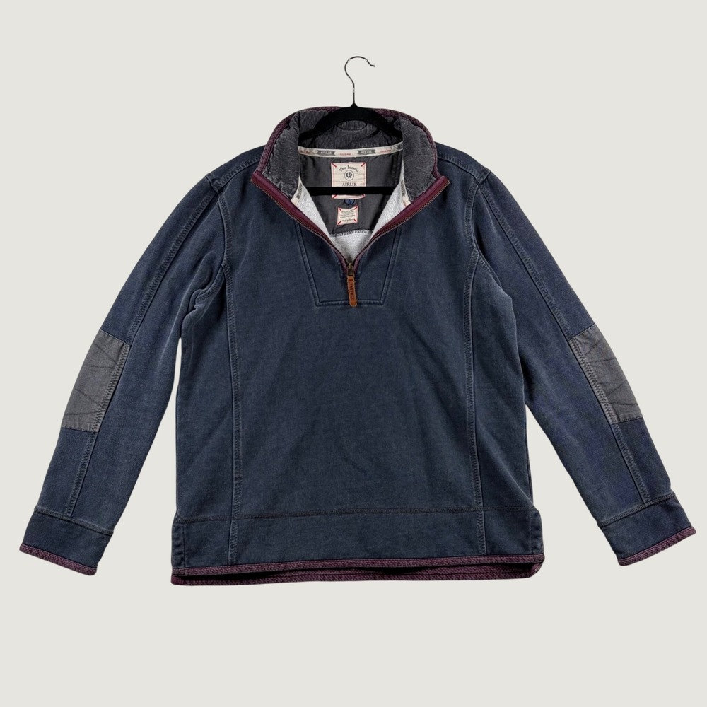 Fat Face Airlie Issue 088 Quarter Zip Mens L Sweatshirt Navy Blue Vintage Wash